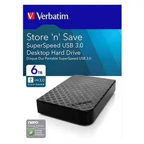 Externý pevný disk, Verbatim, 3.5, Store, N, Save, USB 3.0, 47686, blister, čierna